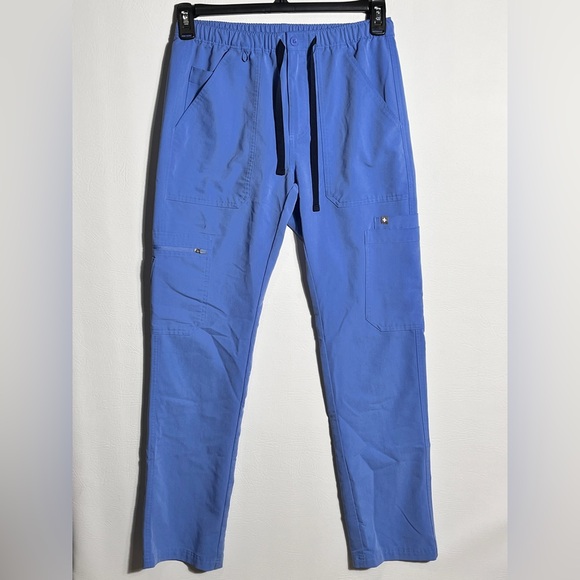 Figs Pants - Figs Scrubs Bottoms Women Blue Technical Collection Elastic Waist Zip XS